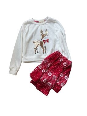 btween White Top and Red Snowflake Kids  Set